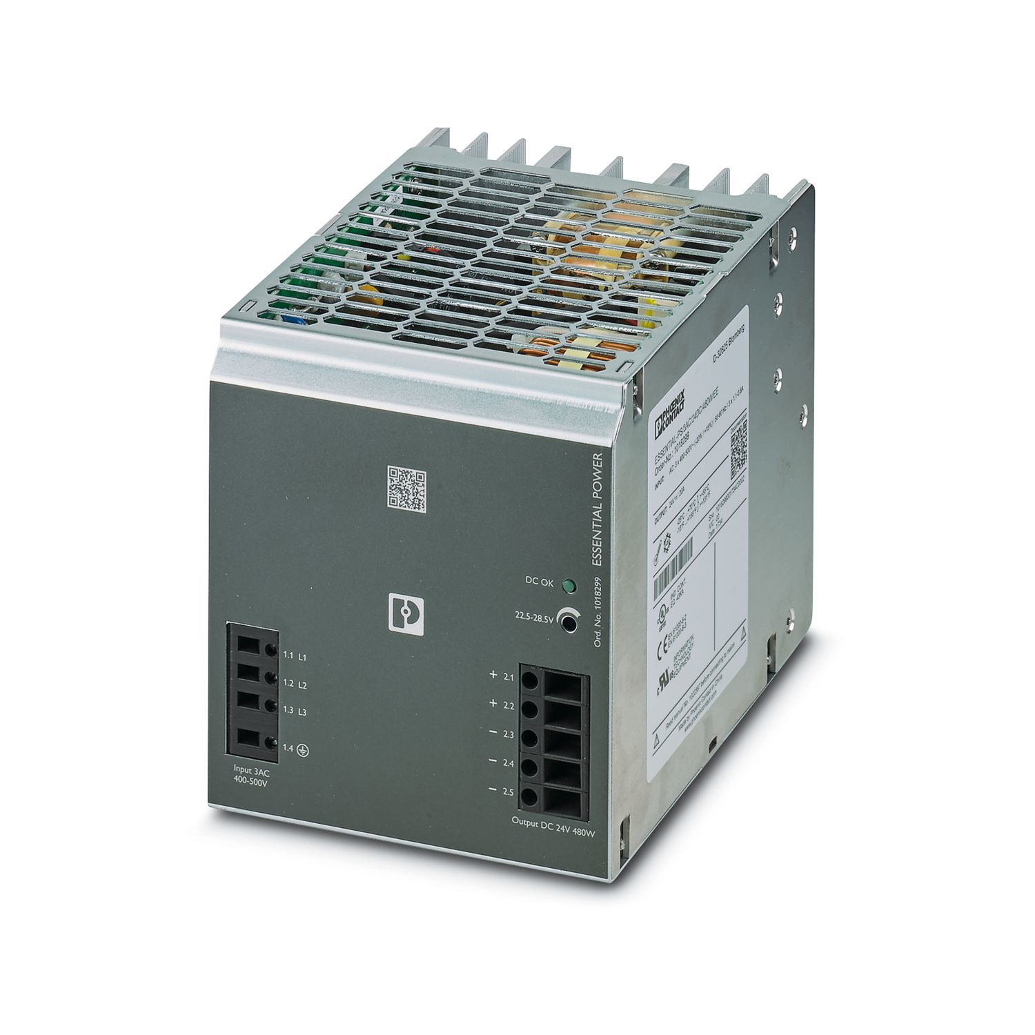 Phoenix Contact PS/3AC/24DC/480W/EE 24VDC 20A Ray Tipi Trifaze Güç Kaynağı