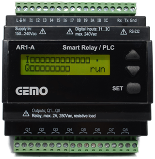 Gemo AR1-A-230VAC Ray Tipi Ladder Logic İle Programlanabilir Akıllı Röle/PLC