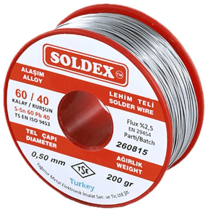 Soldex SN60 PB40 0,50mm 200Gr Kurşunlu Lehim Teli
