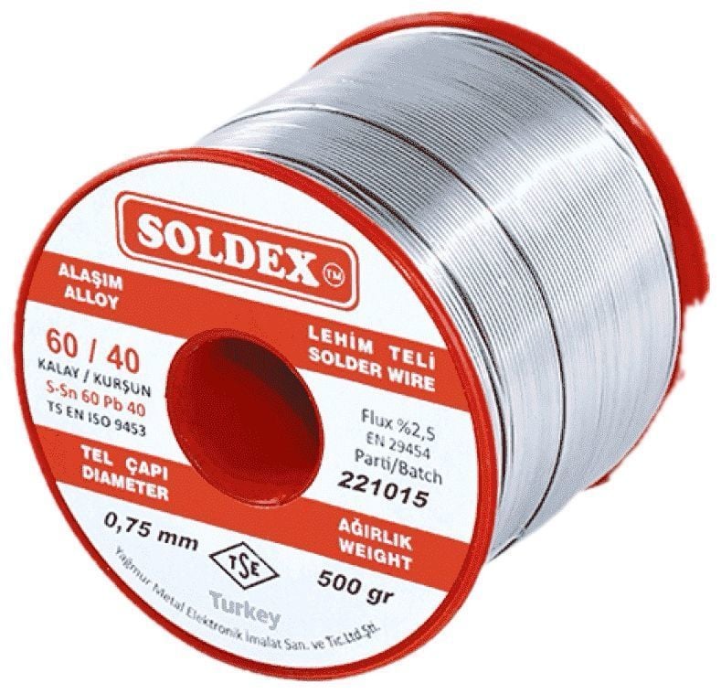Soldex SN60 PB40 0,75mm 500Gr Kurşunlu Lehim Teli