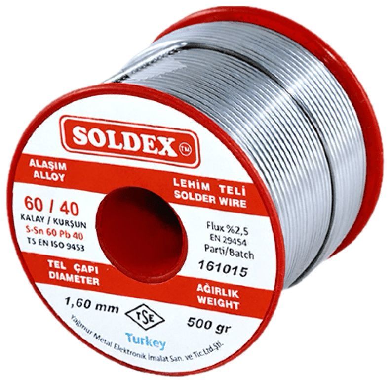 Soldex SN60 PB40 1,6mm 500Gr Kurşunlu Lehim Teli