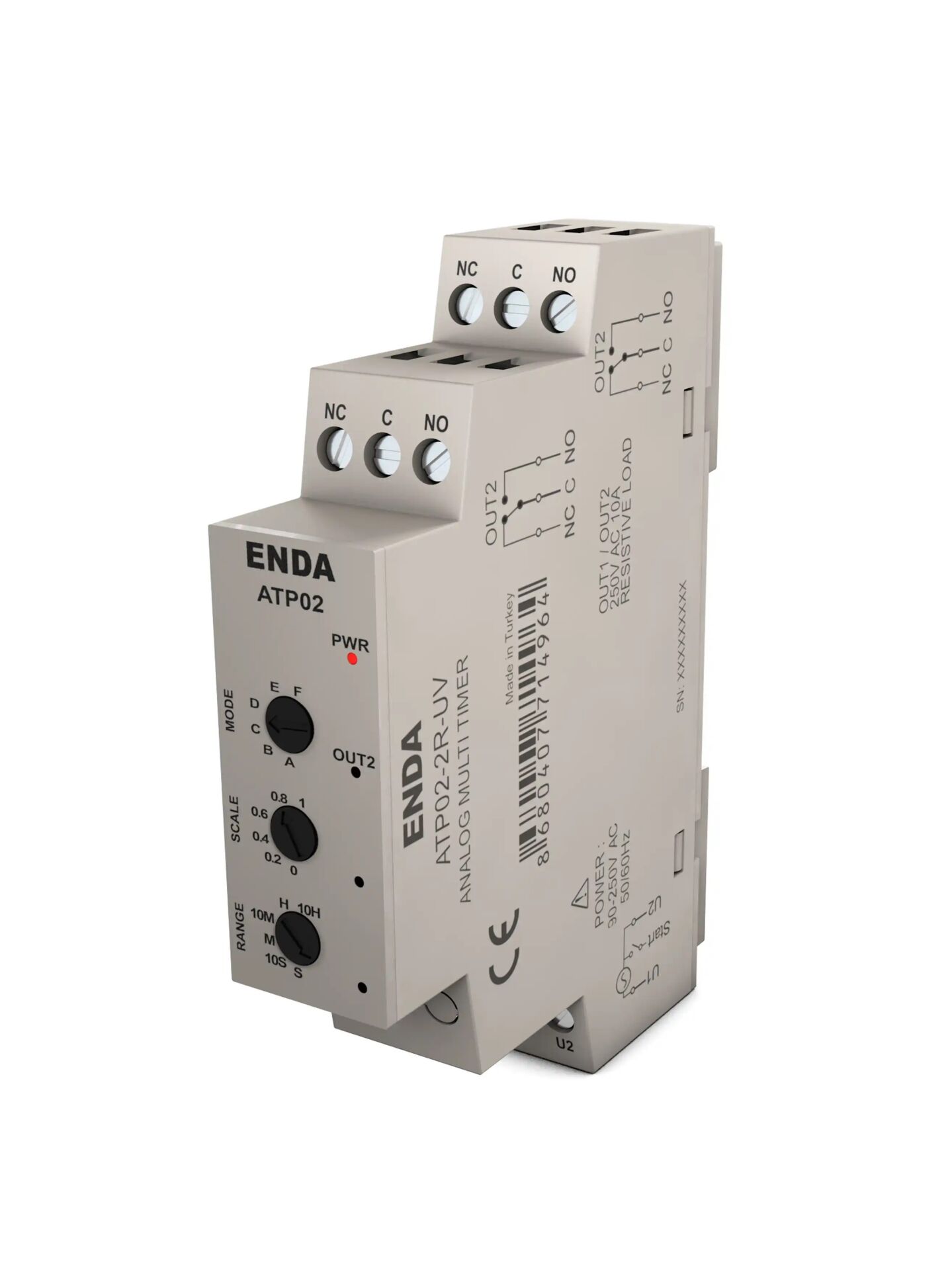 Enda ATP02-UV 90-250VAC Ray Tipi Analog Çok Fonksiyonlu Zaman Rölesi