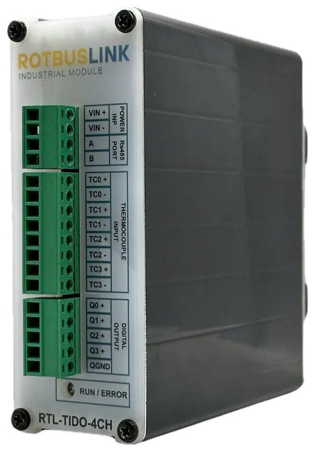 Rotbuslink RTL-TIDO-4CH 4 Kanal RS485 (Modbus-RTU) Termokupl Genişleme Modülü