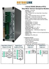 Rotbuslink  RTL-STPD-1CH 1 Kanal RS485 (Modbus-RTU) Step Motor Sürücü ve Genişleme Modülü