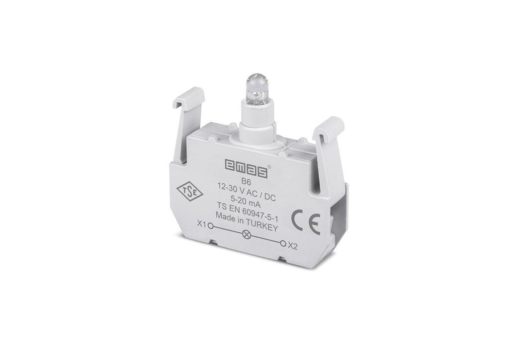 Emas B6 Ledli Sinyal Blok 12-30VAC/DC Kırmızı