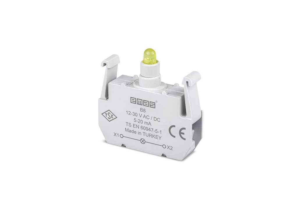 Emas B8 Ledli Sinyal Blok 12-30VAC/DC Sarı