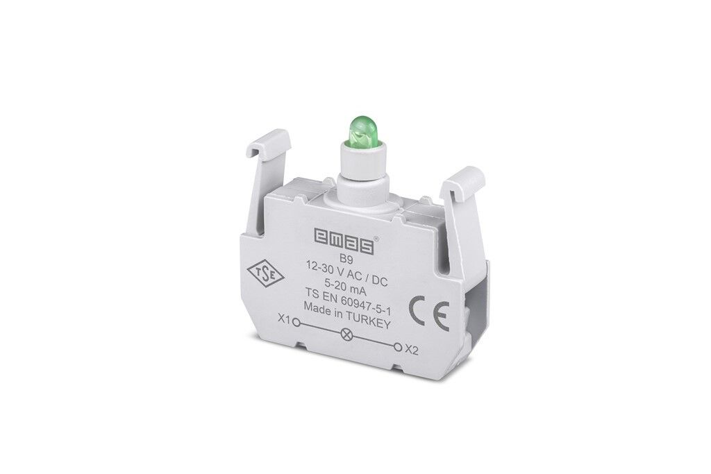 Emas B9 Ledli Sinyal Blok 12-30VAC/DC Yeşil