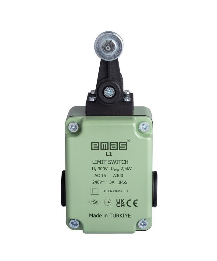 Emas L1K13MEM121 L1 Metal Gövde 18 mm Metal Kollu Makara 1NO+1NC Sınır Şalter