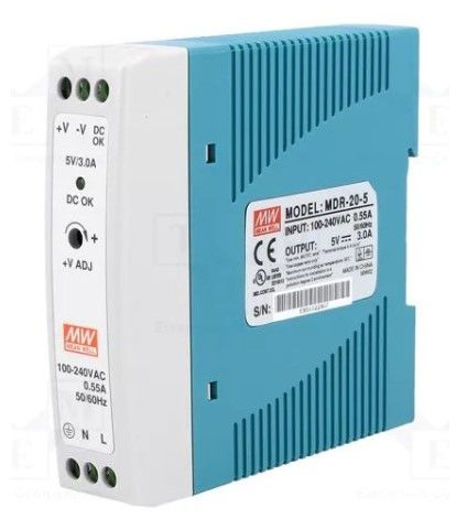 Mean Well MDR-20-5 5VDC 3A Ray Tipi Güç Kaynağı