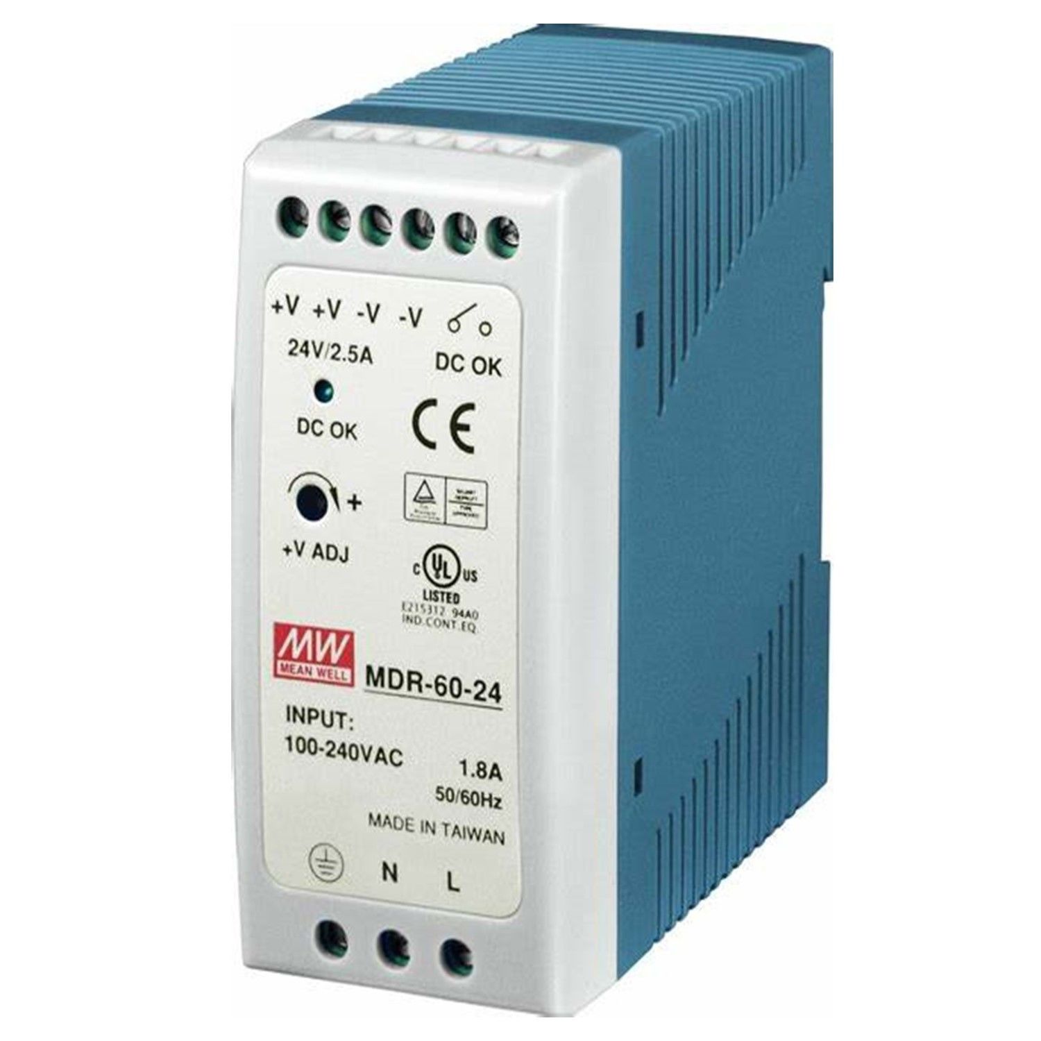 Mean Well MDR-60-24 24VDC 2,5A Ray Tipi Güç Kaynağı