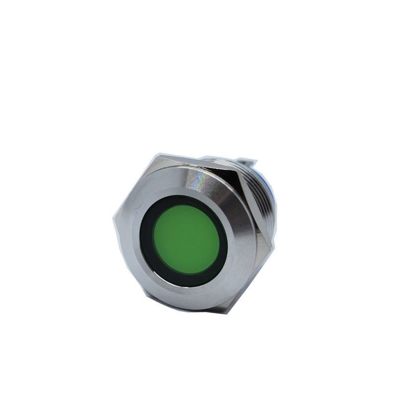 Butto J19-170P-GD IP67 19mm Yassı Kafa Metal Led Sinyal Lambası 6-24VAC/DC Yeşil