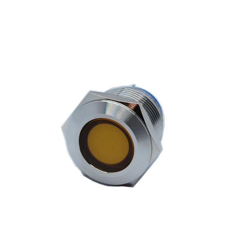 Butto J19-170P-YD IP67 19mm Yassı Kafa Metal Led Sinyal Lambası 6-24VAC/DC Sarı