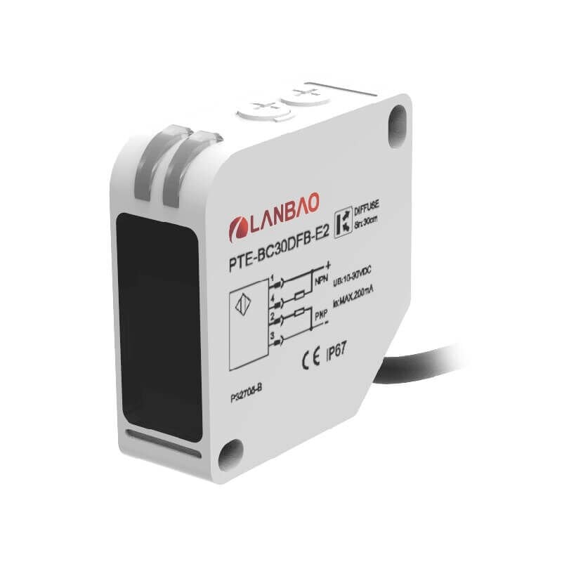 Lanbao PTET-TM60DFB Karşılıklı 60M Algılama PNP/NPN NO/NC Çıkışlı Kablolu Fotoelektrik Sensör