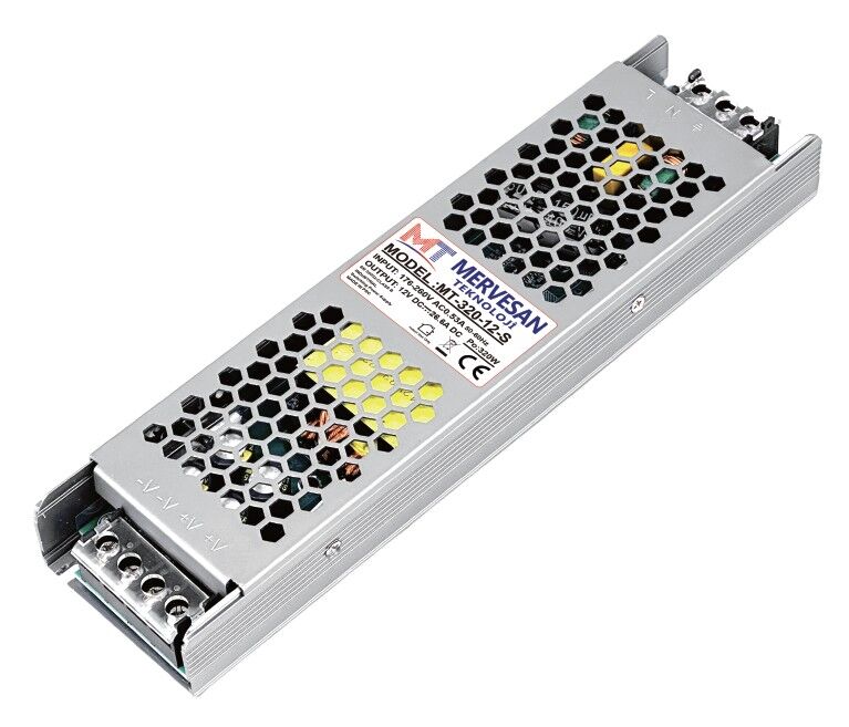 Mervesan MT-320-12-S 12VDC 26,5A Slim Metal Kasa Güç Kaynağı