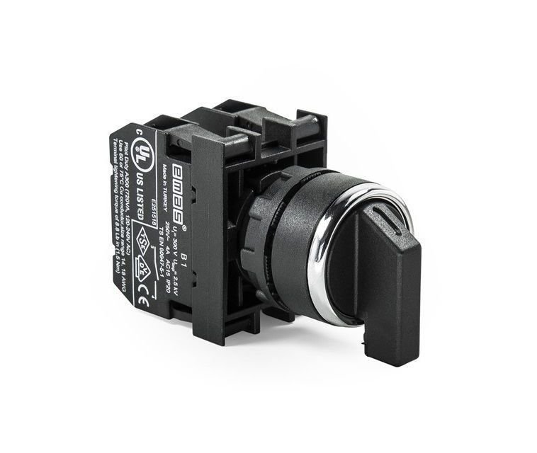 Emas B101S32 22mm Plastik 1-0-2 Yaylı Mandal Buton 2NO Siyah