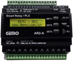 Gemo AR2-A-24VDC-12D2A-RTC Ray Tipi Ladder Logic İle Programlanabilir Akıllı Röle/PLC