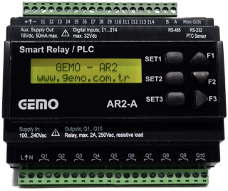 Gemo AR2-A-230VAC-12D2A-RTC Ray Tipi Ladder Logic İle Programlanabilir Akıllı Röle/PLC