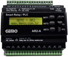 Gemo AR2-A-230VAC-12D2A-RTC Ray Tipi Ladder Logic İle Programlanabilir Akıllı Röle/PLC