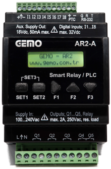 Gemo AR2-A-24VDC-8D Ray Tipi Ladder Logic İle Programlanabilir Akıllı Röle/PLC