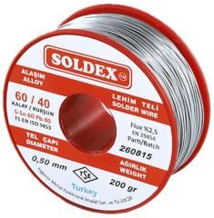 Soldex SN60 PB40 0,50mm 200Gr Kurşunlu Lehim Teli