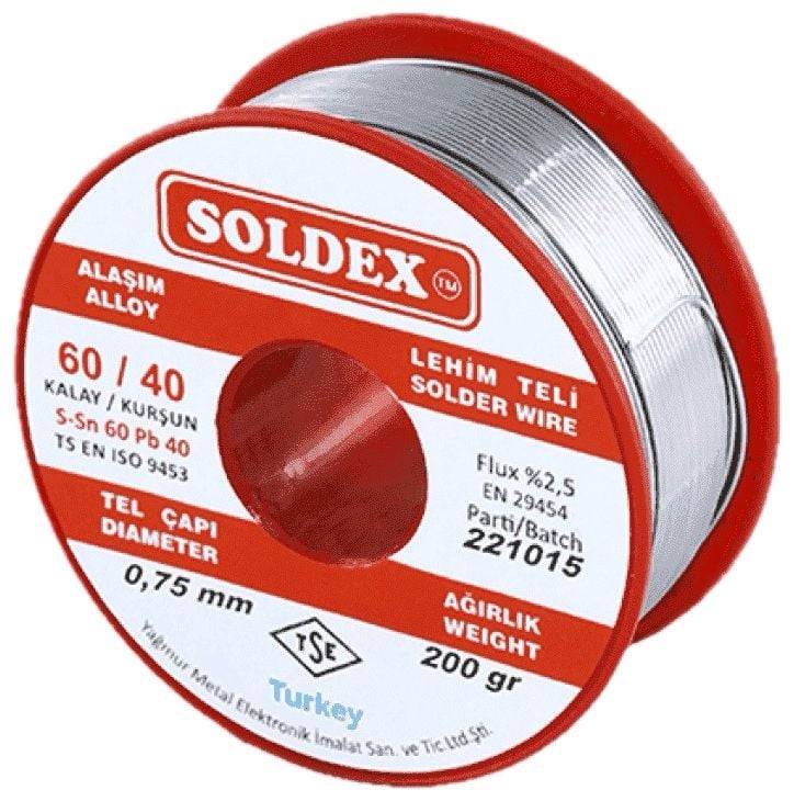 Soldex SN60 PB40 0,75mm 200Gr Kurşunlu Lehim Teli