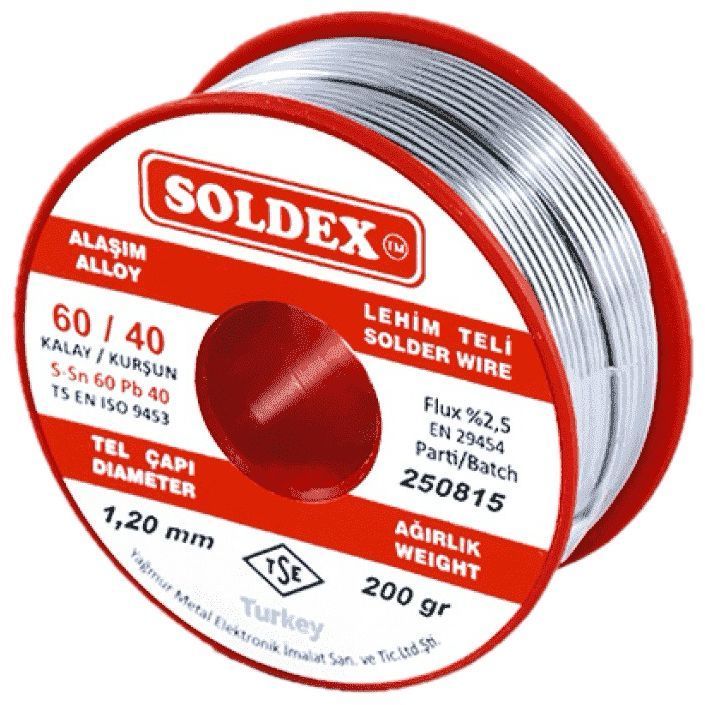 Soldex SN60 PB40 1,6mm 200Gr Kurşunlu Lehim Teli
