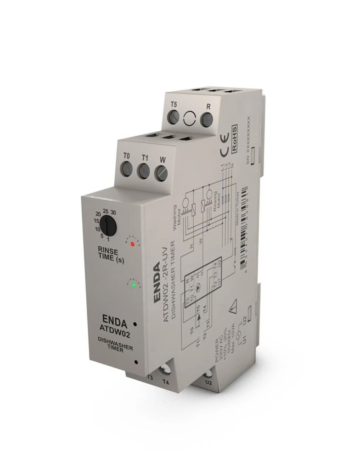 Enda ATDW02-LV 24VDC/24VAC Ray Tipi Analog Bulaşık Makinası Zaman Rölesi