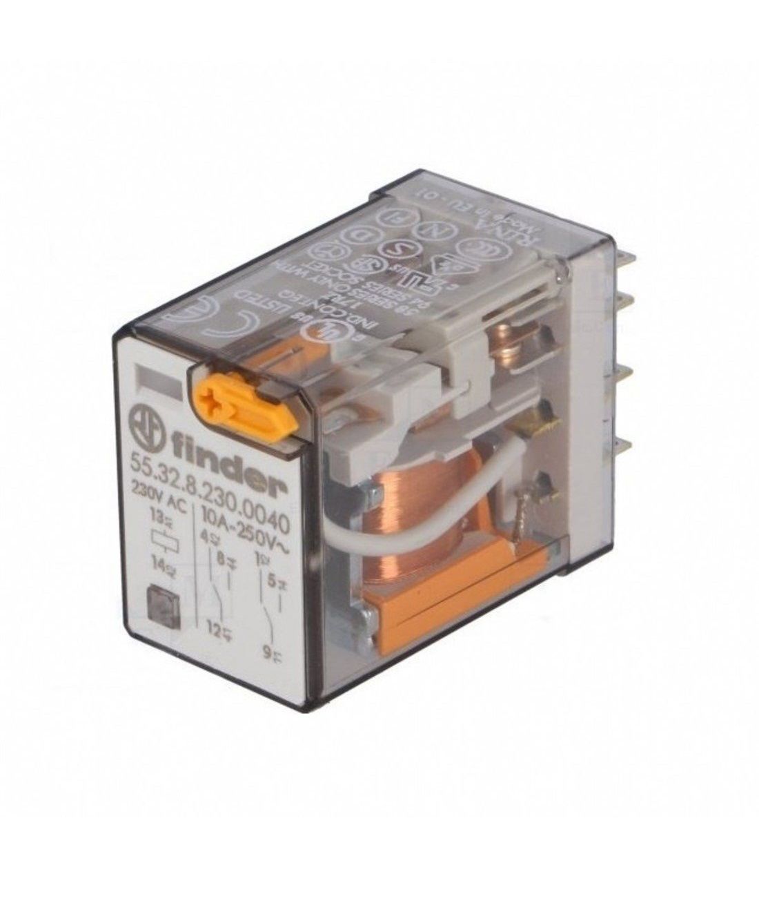 Finder 55.32.8.230.0040 220VAC 10A Çift Kontak Röle