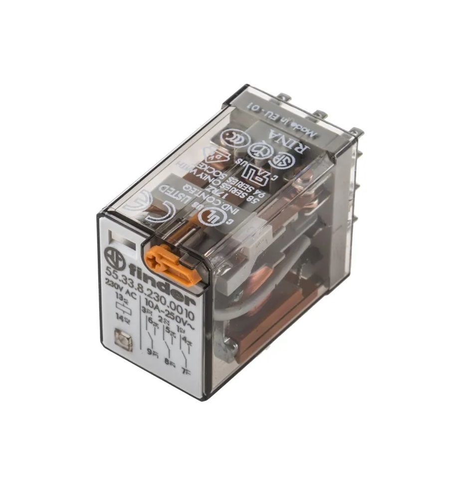 Finder 55.33.8.230.0010 220VAC 10A Üç Kontak Röle