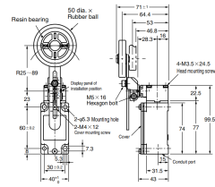 CNTD C4B-4118N Dar Gövde Açısal Kol Ayarlı Kauçuk Makaralı Limit Switch