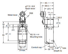 CNTD C4N-4122 IP67 Dar Gövde Açılsal Kol Makaralı Limit Switch