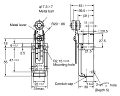 CNTD C4N-412M IP67 Dar Gövde Açılsal Kol Ayarlı Metal Makaralı Limit Switch
