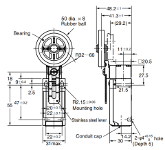CNTD C4N-412H IP67 Dar Gövde Açılsal Kol Ayarlı Kauçuk Makaralı Limit Switch