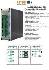 Rotbuslink RTL-TIDO-4CH 4 Kanal RS485 (Modbus-RTU) Termokupl Genişleme Modülü