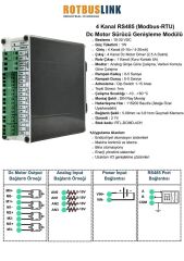 Rotbuslink  RTL-DCMD-4CH 4 Kanal RS485 (Modbus-RTU) DC Motor Sürücü Genişleme Modülü