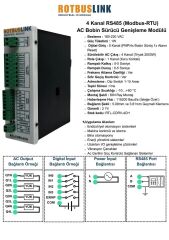 Rotbuslink  RTL-CDRV-4CH 4 Kanal RS485 (Modbus-RTU) AC Bobin Sürücü Genişleme Modülü