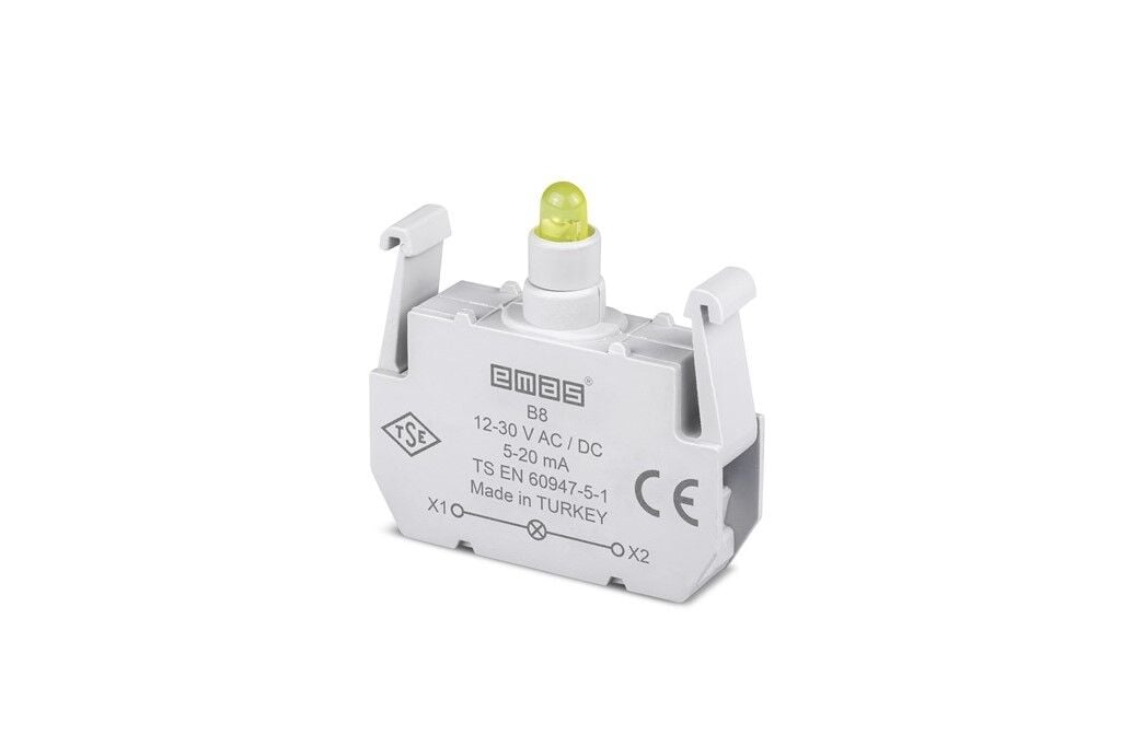 Emas B8 Ledli Sinyal Blok 12-30VAC/DC Sarı