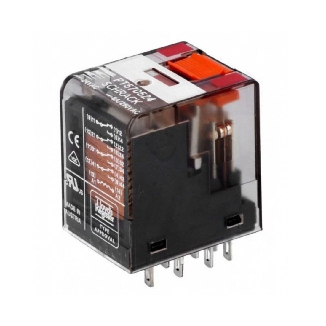 Schrack PT570524 24VAC 6A Dört Kontak Röle