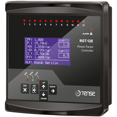 Tense RGT-12E 12 Kademe Trifaze Reaktif Güç Kontrol Rölesi