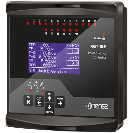 Tense RGT-18E 18 Kademe Trifaze Reaktif Güç Kontrol Rölesi
