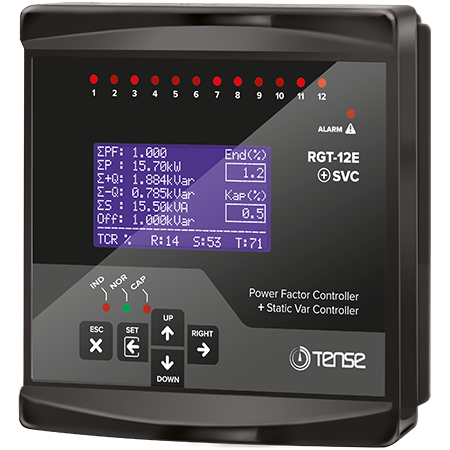 Tense RGT-12E SVC 12 Kademe SVC Uyumlu Trifaze Reaktif Güç Kontrol Rölesi