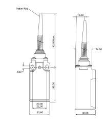 CNTD CLS-171 Dar Gövde Spiral Telli Plastik Çubuklu Limit Switch