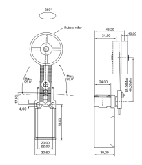 CNTD CLS-191 Dar Gövde Açısal Kol Ayarlı 50mm Kauçuk Makaralı Limit Switch