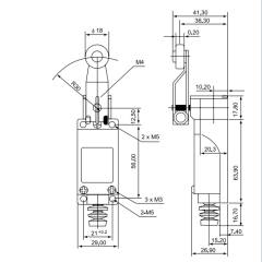 CNTD TZ-8105 Dar Gövde Açısal Kol Metal Makaralı Limit Switch