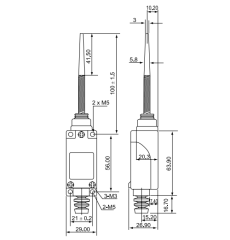 CNTD TZ-8166 Dar Gövde Spiral Telli Plastik Çubuklu Limit Switch