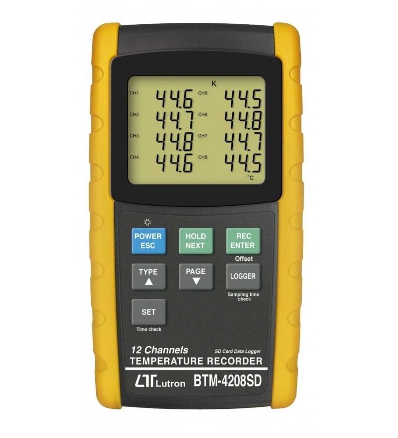 Lutron BTM-4208SD 12 Kanal Sıcaklık Kayıt Cihazı Datalogger