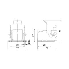 Mete Enerji 403254S 3x10 A Alüminyum Çoklu Makine Prizi Eğik