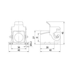 Mete Enerji 403255S 3x10 A Alüminyum Çoklu Makine Prizi Eğik Geçişli