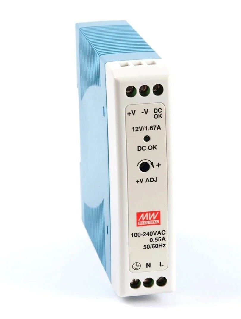 Mean Well MDR-20-12 12VDC 1,67A Ray Tipi Güç Kaynağı