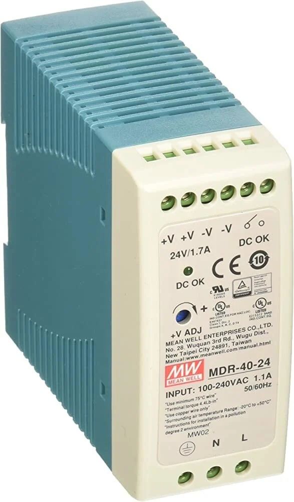 Mean Well MDR-40-24 24VDC 1,7A Ray Tipi Güç Kaynağı
